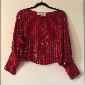 Vintage Saks Fifth Avenue sequin dolman top